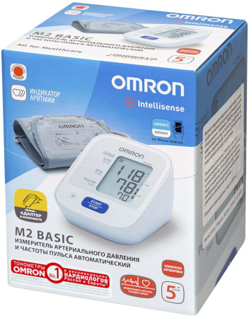 Тонометр автоматический Omron M2 Basic (HEM-7121-ARU) с адаптером