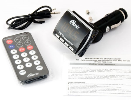 Автомобильный FM-модулятор Ritmix FMT-A750 черный SD/MMC USB PDU (15116162)