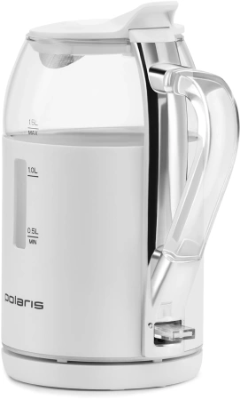 Чайник электрический Polaris PWK 1563CGL 1.5л. 2200Вт белый/прозрачный корпус: стекло/пластик
