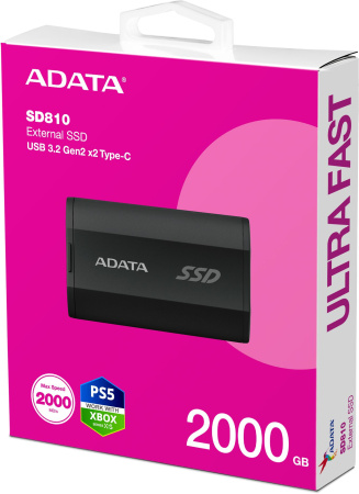 Накопитель SSD A-Data USB-C 2TB SD810-2000G-CBK SD810 1.8" черный