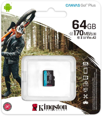 Флеш карта microSDXC 64Gb Class10 Kingston SDCG3/64GBSP Canvas Go! Plus w/o adapter