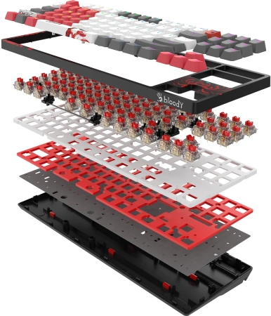 Клавиатура A4Tech Bloody WS87 Naraka механическая черный/красный USB беспроводная BT/Radio Multimedia for gamer LED (WS87)