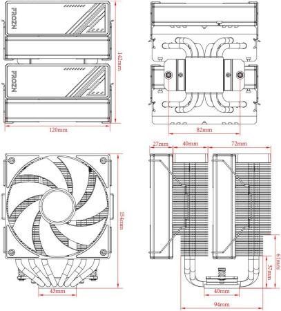 Устройство охлаждения(кулер) ID-Cooling Frozn A620 ARGB Soc-AM5/AM4/1151/1200/2066/1700 4-pin 29.9dB
