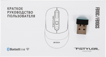 Мышь A4Tech Fstyler FB10C розовый оптическая (2400dpi) беспроводная BT/Radio USB (4but)