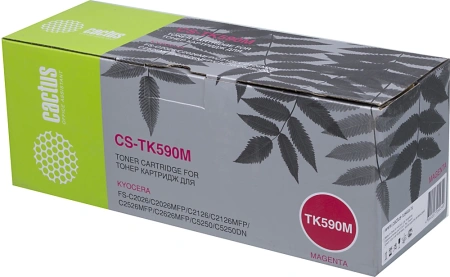 Картридж лазерный Cactus CS-TK590M TK-590M пурпурный (5000стр.) для Kyocera FS-C2026MFP/C2126MFP/C2526MFP/C2626MFP/C5250DN