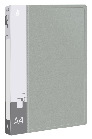 Папка на 4-х кольцах Бюрократ -0840/4RGREY A4 пластик 0.8мм кор.40мм внутр. с вставкой серый