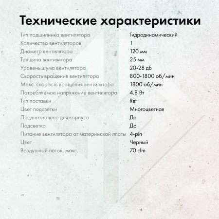 Вентилятор GMNG GG-CF120FRGB1-PWMBK 120x120x25 4-pin LED Ret