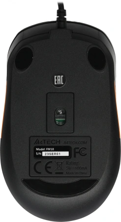 Мышь A4Tech Fstyler FM10 черный/оранжевый оптическая (1600dpi) USB (4but)