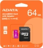 Флеш карта microSDXC 64Gb Class10 A-Data AUSDX64GUICL10-RA1 + adapter