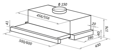 Вытяжка встраиваемая Maunfeld VS Fast 50 белый управление: кулисные переключатели (1 мотор)