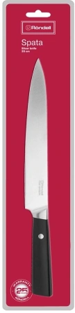 Нож кухонный Rondell Spata RD-1136 стальной разделочный лезв.200мм прямая заточка черный блистер