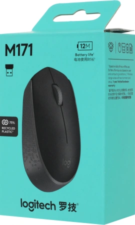 Мышь Logitech M171 черный/серый оптическая (1000dpi) беспроводная USB для ноутбука (2but)