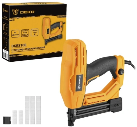 Степлер электрический Deko DKES100 скобы тип 18Ga: 15-25мм гвозди тип 300: 15-32мм