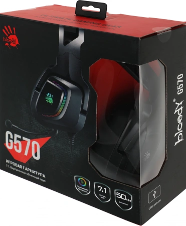 Наушники с микрофоном A4Tech Bloody G570 черный/серый 2м мониторные USB оголовье (G570 (BLACK+GREY) USB)