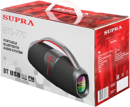 Аудиомагнитола Supra BTS-770 черный 50Вт/MP3/FM(dig)/USB/BT/microSD