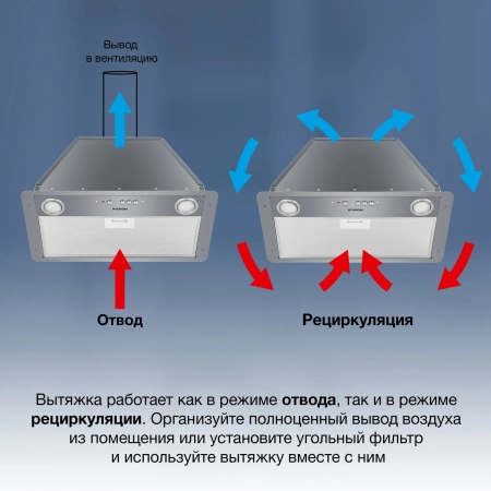 Вытяжка встраиваемая Hyundai HBB 6035 IX серебристый управление: кнопочное (1 мотор)
