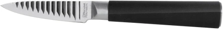 Нож кухонный Rondell Flamberg RD-684 стальной универсальный для овощей лезв.90мм рифленый край черный блистер