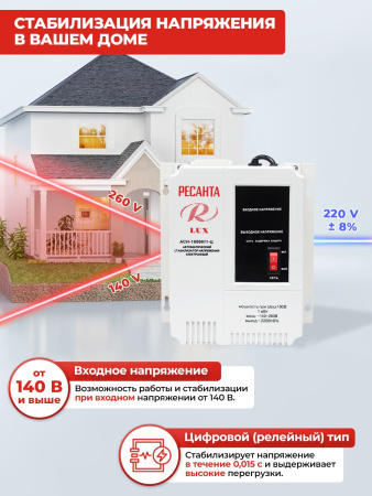 Стабилизатор напряжения Ресанта АСН-1000Н/1-Ц однофазный серый (63/6/14)