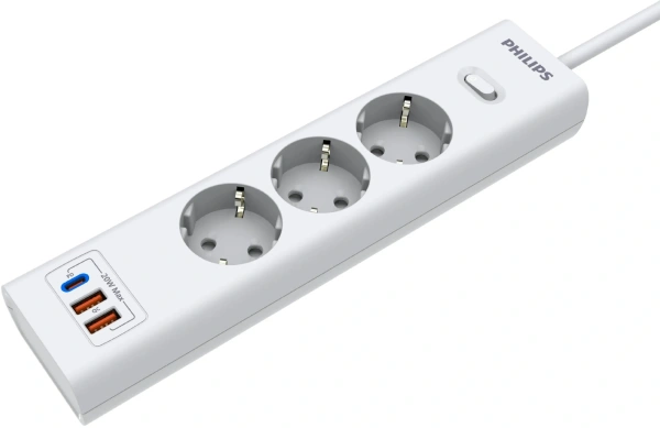 Сетевой фильтр Philips CHP4336WA/51 2м (3 розетки) белый (коробка)