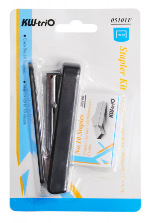 Комплект степлер+скобы Kw-Trio 5101F N10 (10листов) встроенный антистеплер ассорти 50скоб металл/пластик закрытый блистер