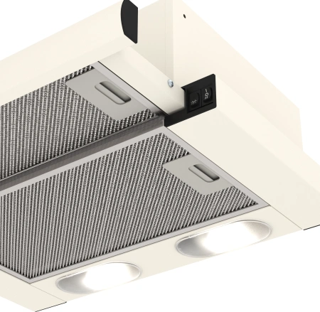 Вытяжка встраиваемая Elikor Интегра 60П-400-В2Л УХЛ 4.2 топленое молоко управление: кулисные переключатели (1 мотор)