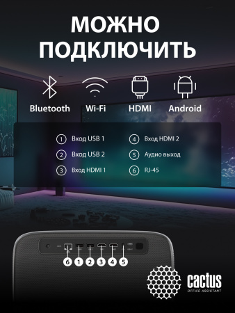 Проектор Cactus CS-PRC.06B.Full HD-A LCD 900Lm ANSI (1920x1080) 2000:1 ресурс лампы:50000часов 2xUSB typeA 2xHDMI 3.0кг