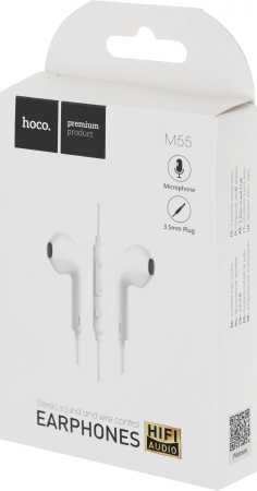 Гарнитура вкладыши Hoco M55 1.2м белый проводные