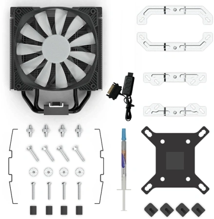 Устройство охлаждения(кулер) Montech Air Cooler 210 ARGB Soc-AM5/AM4/1200/1700/1851 черный 4-pin 27dB Al+Cu 210W Ret (AIR COOLER 210 ARGB)