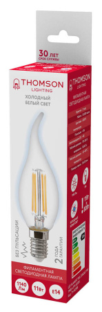 Лампа филам. Thomson Filament TH-B2388 11Вт цок.:E14 свеча 220B 6500K св.свеч.бел.хол. Tail Candle (упак.:1шт)