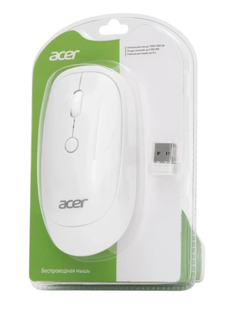 Мышь Acer OMR138 белый оптическая (1600dpi) беспроводная USB (3but)