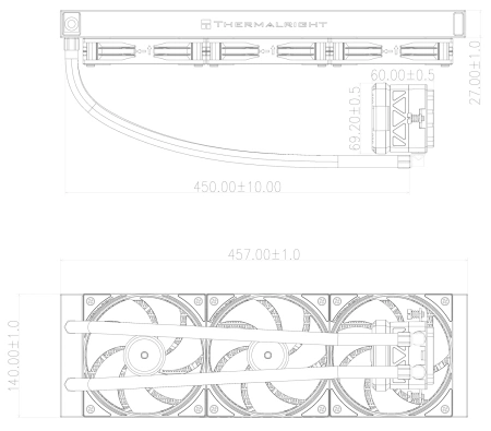 Система водяного охлаждения Thermalright Frozen Warframe 420 ARGB Soc-AM5/AM4/1200/1700/1851 белый 4-pin 29.8dB Al LCD Ret (F-WFRAME-420-WH-ARGB)