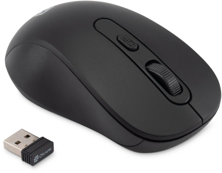 Мышь Оклик 677MW черный оптическая (1600dpi) беспроводная USB (6but)