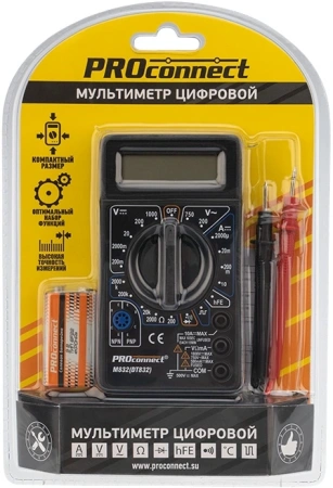 Мультиметр PROconnect M832 DT832 цифровой черный (13-3012)