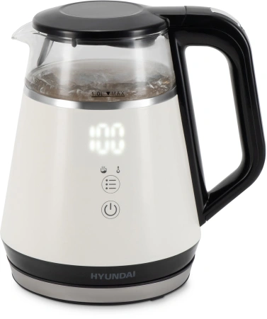 Чайник Hyundai HYK-G3013 1.7л. 2200Вт белый/черный (стекло)