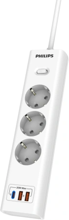 Сетевой фильтр Philips CHP4336WA/51 2м (3 розетки) белый (коробка)