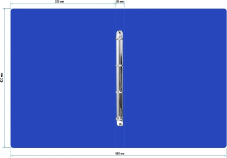 Папка на 4-х кольцах Бюрократ -0827VA3BLU A3 верт. пластик 0.8мм кор.27мм синий