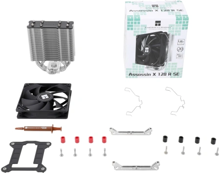 Устройство охлаждения(кулер) Thermalright Assassin X 120 Refined SE Soc-AM5/AM4/1200/1700/1851 черный 4-pin 25.6dB Al+Cu 630gr Ret (AX120-R-SE)