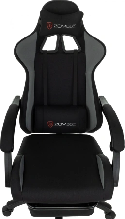 Кресло игровое Zombie Shadow черный/серый с подголов. крестов. пластик подст.для ног пластик черный