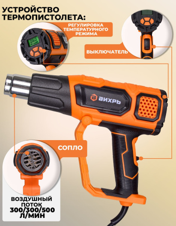 Технический фен Вихрь ТП-2000РД 2000Вт темп.50-600С