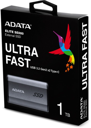 Накопитель SSD A-Data USB-C 1Tb AELI-SE880-1TCGY SE880 2.5" серый