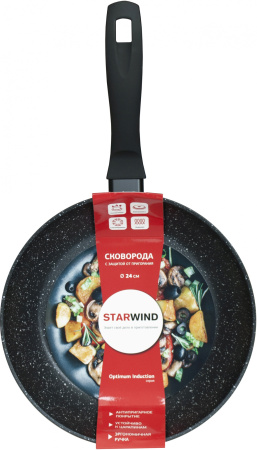 Сковорода Starwind Optimum induction SW-OPI2024 круглая 24см покрытие: Xylan Plus ручка несъемная (без крышки) черный