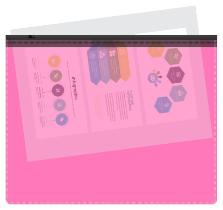 Папка на молнии ZIP Бюрократ Double Neon DNEBPM5APINKBL A5 полипропилен 0.15мм розовый цвет молнии черный