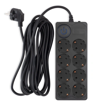 Сетевой фильтр Ippon BK-8-EU-5-10-B 5м (8 розеток) черный (коробка)