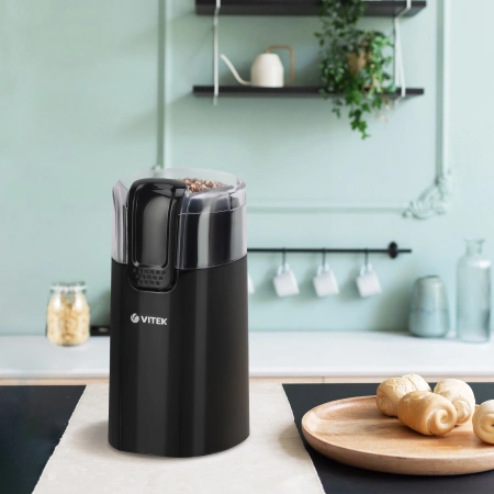 Кофемолка Vitek VT-7124 BK 150Вт сист.помол.:ротац.нож вместим.:60гр черный