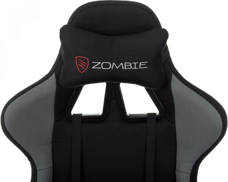 Кресло игровое Zombie Shadow черный/серый с подголов. крестов. пластик подст.для ног пластик черный