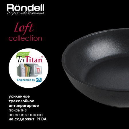Сковорода Rondell Loft RDA-1145 круглая 28см покрытие: TriTitan ручка несъемная (без крышки) черный