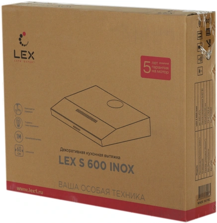 Вытяжка козырьковая Lex S 600 IX нержавеющая сталь управление: кнопочное (1 мотор)