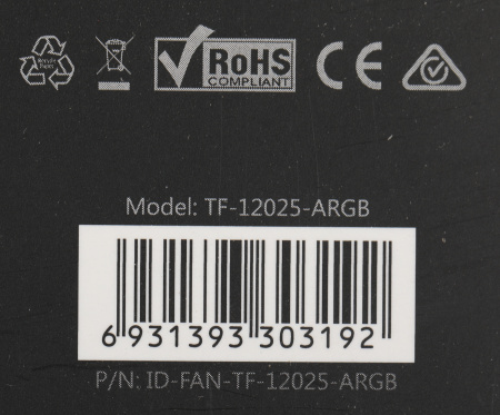 Вентилятор ID-Cooling TF-12025-ARGB 120x120mm 4-pin + 3-pin 14-31dB 150gr LED Ret