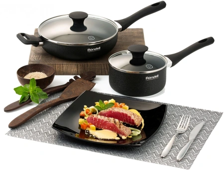 Сковорода Rondell Infinity RDA-571 круглая 24см покрытие: Xylan Plus ручка несъемная (без крышки) черный