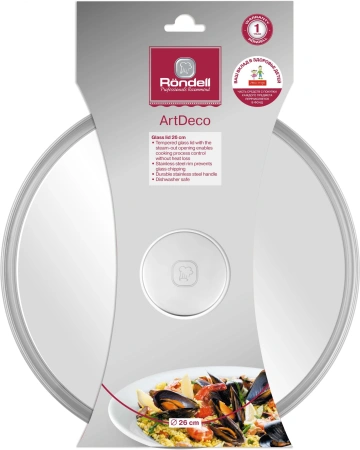 Крышка Rondell ArtDeco RDA-1712 d=26см крыш.прозрачный руч.стальная